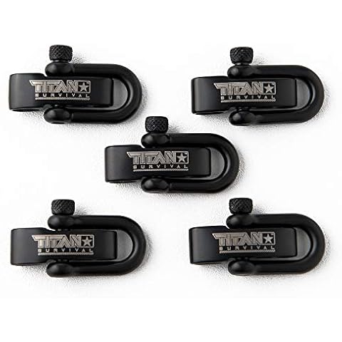 TITAN Survival D-Shackles for Paracord Bracelets (5-Pack) | Premium Stainless Steel Metal Clasps Holds up to 1650 lbs in an Emergency. Cover