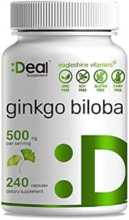 Deal Supplement Ginkgo Biloba, 500mg Per Serving, 240 Capsules, Non-GMO, Made in USA