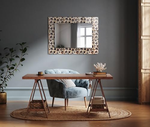 Miroir imprimé léopard 80x60 cm rectangulaire sans cadre moderne pour salon