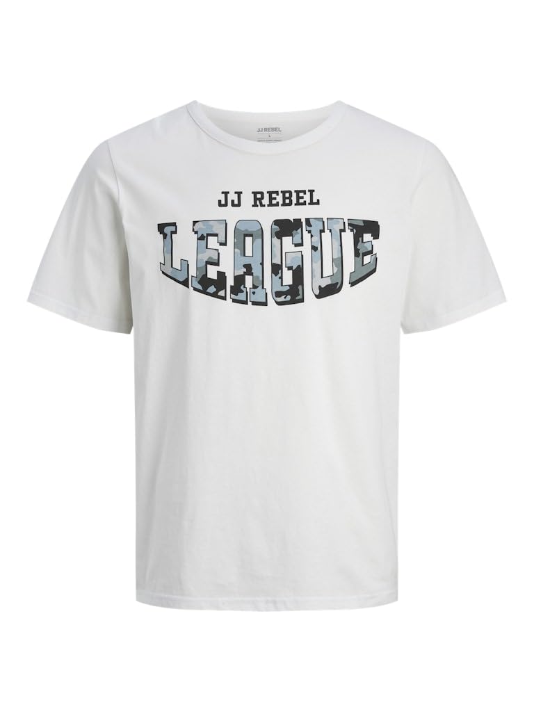 JJ REBEL Men's Jrebhamilton Tee SS Crew Neck T-Shirt, White, S