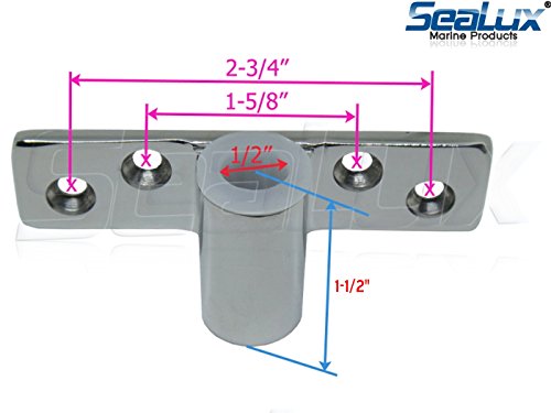 SeaLux Marine 316 Stainless Steel Side Mount Oarlock Sockets for 1/2" shank ( Pair)