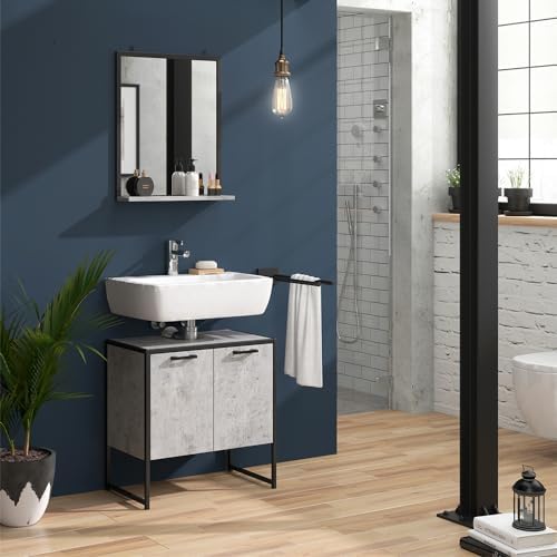 Vicco Bathroom mirror Fyrk, Concrete/Black, 50 x 60 cm