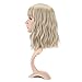 VCKOVCKO Natural Blonde Wigs With Air Bangs for Women - Shoulder Length Curly Wavy Synthetic Wig - Mix Blonde (12