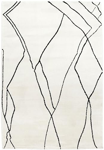 Oskui Carpets Hochwertiger Berber-Teppich Croquis : Ivory Elphenbein mit dunklen Raute-Motiven, ohne...