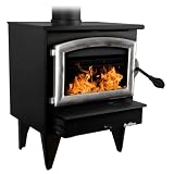 Buck Stove Freestanding Model 21 | Non-Catalytic, 28,901 BTUs (Covers 1,800 Square Feet) | Wood Burning with Heat Activated Blower | Pewter Door with 8 ¾' Steel Legs
