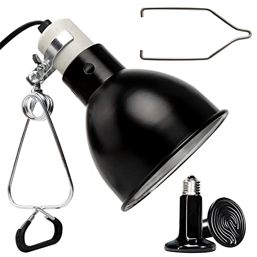 Lámpara de calor para reptiles, lámpara de calor UVA UVB, reflector de lámpara de tortuga para reptiles con clips giratorios de 360° E27 150w*2 lámparas para reptiles, tortugas, serpientes, lagartos Cover