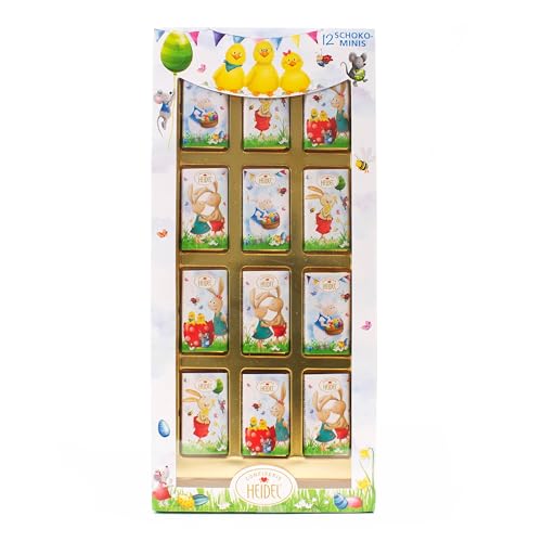 Confiserie Heidel Choco-Minis - Lote de 12 cajas de chocolate con bonitos diseños de Pascua, 36 g en total