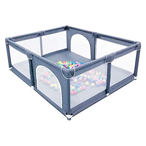Large Baby Playpen Sturdy Safety Playard Fence with Breathable Mesh for Indoors Outdoors Toddler Kids (Not Includes Balls) Cover
