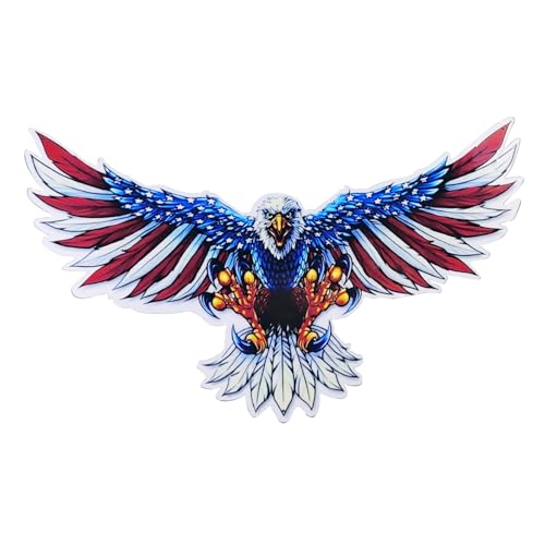 Image of USA American Bald Eagle Flag Vinyl Sticker Decal - 7.48x4.53in, Waterproof, Fade-Resistant, for Cars Trucks Bumper Window, Patriotic