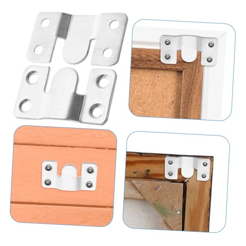 Image of SEWACC 2pcs Flush Mount Brackets for Picture Frames Mirrors Hanging Hardware for Headboard Wall Mounting Versatile Interlocking Hooks for Home Decor