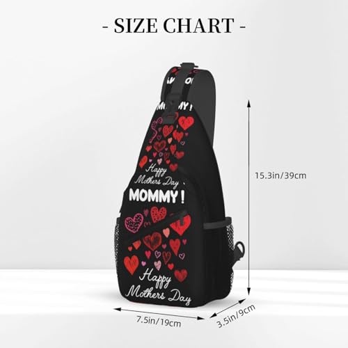 Happy Mothers Day Best Wishes Love Crossbody Bag Cross Chest Bag Adjustable Sling Backpack Sports Gym Shoulder Bags Travel Cycling Daypack Diagonally Casual Rucksack3