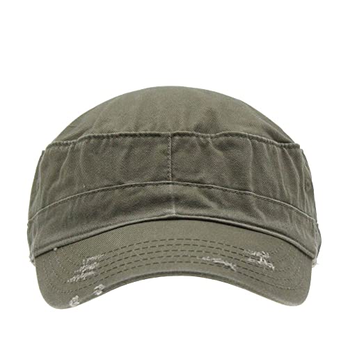 Image of The Vintage Year Washed Cotton Distressed Cadet Hat - Tactical Military Baseball Cap for Men & Women, Outdoor Casual Wear