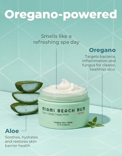 Image of Miami Beach Bum - Bum & Body Cream, Daily Moisturizer, 3.4 oz | Oregano Alose + Jojoba For Razor Bumps & Keratosis Pilaris, Ingrown Hairs & Sunburns, Blemishes & Skin Health