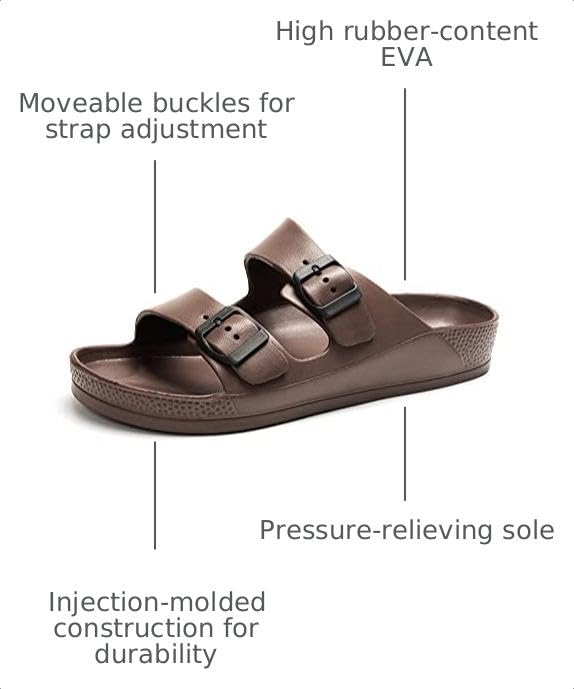 Image of Luffymomo Adjustable Slip on Eva Double Buckle Slides for Mens