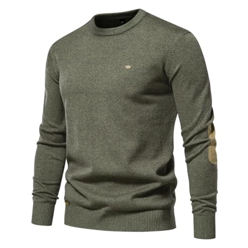 Men Patchwork Cotton Pullover Sweater Warm Knitted Top Casual Outfit for Office or Home
