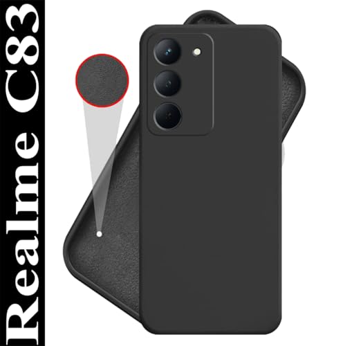 Image of Knotyy Back Cover for Realme C83 5G | Soft Micro-Fibre Lining Inside | Camera Protection Bump | Shockproof Back Cover Case for Realme C83 5G (Black)