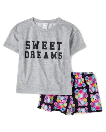 The Children's Place,Girls,Short Sleeve Top and Shorts,2 Piece Pajama Set,Gummy Bears,Small