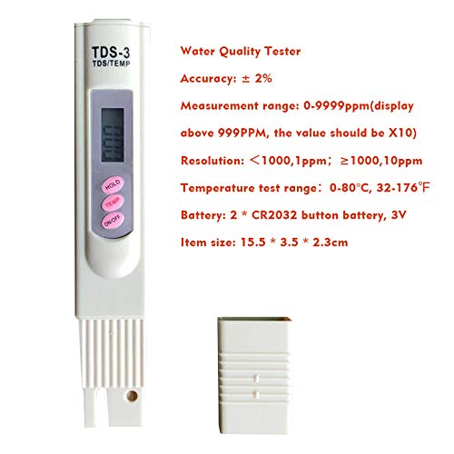 Ajcoflt Verificador da qualidade da água TDS portátil Pen Tester Medidor de LCD digital de alta prec
