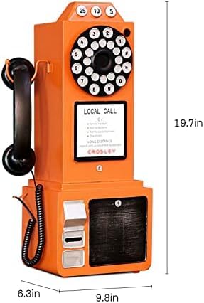 Téléphone à cadran rétro vintage marron et orange pour décoration de bureau - 6