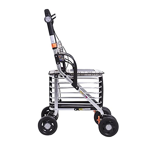 LICHUAN Einkaufstrolley, zusammenklappbar, mit 4 Rädern, Aluminiumlegierung, Einkaufstrolley für Einkaufen, Picknick… – Bild 3