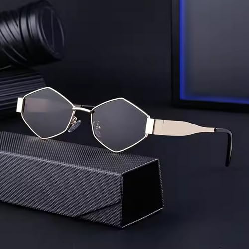 Image of Dervin Fashionable Retro Hexagonal Sunglasses for Women & Men | Trendy, Stylish & Classic 90s Vintage Style | UV400 Protection & Durable Metal Frame