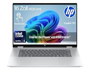 HP OmniBook X Flip NG AI 16-as0253ng 2in1 Laptop, Next Gen KI Copilot+ PC, 16" 2K 1920 x 1200 Touchscreen, Intel Ultra 5-226V (8C) 40 NPU Tops, 16GB LPDDR5X 8533, 512 GB SSD, Win 11, QWERTZ, Silber