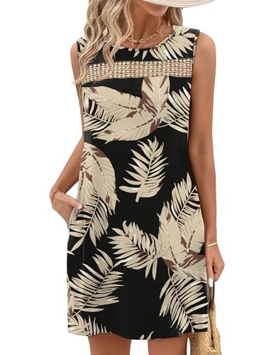 Image of WIHOLL Summer Dresses for Women 2026 Beach Vacation Spring Fashion Clothing Lace Mini Tank Dress with Pockets