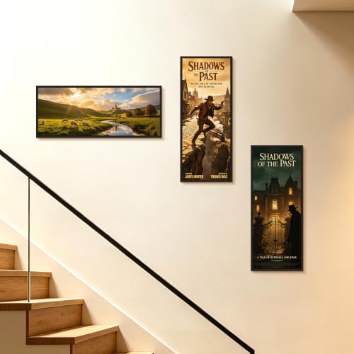 Image of upsimples 11x27 Picture Frame Black 3 Pack, Scratch-Proof Picture Frames 11 x 27 for Photo Gallery - Slide-in Strips, Horizontal or Vertical Wall Mounting