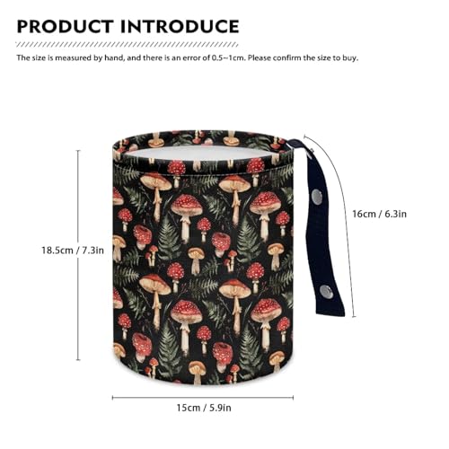 Image of Renewold Waterproof Car Trash Can Garbage Can Trash Bin Car Trash Hanging Vehicles Boat Camping Picnic Storage Organizer Bag Red Mushroom Leaves Foldable Automotive Accessories Women Men Gift