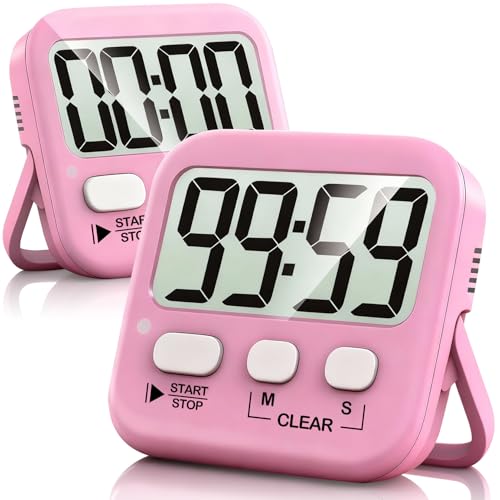 Antonki 2 Pack Digital Timer for Kids, Magnetic Countdown Kitchen Timers for Cooking, Egg, Classroom, Teacher, Exercise, Study, Oven - Battery Included