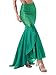 YiZYiF Women's Party Costume Sequins Mermaid Long Tail Skirt with Asymmetric Mesh Panel Small Green