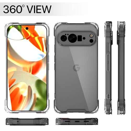 Image of Amazon Basics Back Cover for Google Pixel 10 Pro PC + TPU Clear Transparent Raised Edges Shockproof Protective Phone Bumper Case(Transparent)