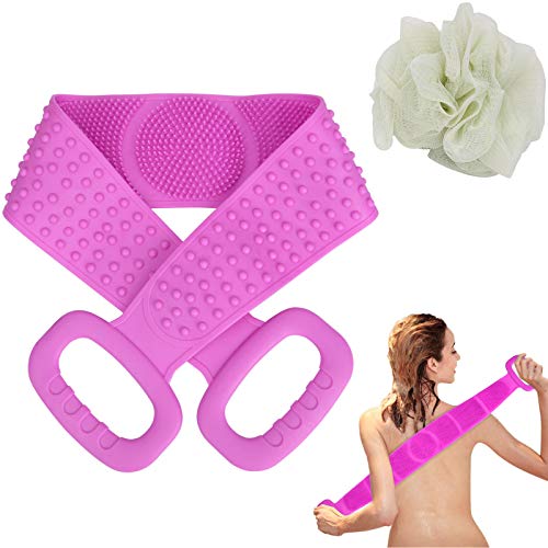 Endoto Silicone Back Scrubber for Shower,Shower Brush Body Scrubber with Delicate Bath Sponge, Back Washer Deep Clean Exfoliation for Smoother, Softer Skin