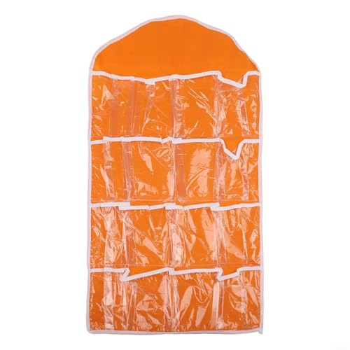 Qualoramall Zapatero colgante de 16 bolsillos para puerta de armario, organizador de almacenamiento con bolsillos transparentes para sujetadores, calcetines, corbatas, ropa interior, bufanda