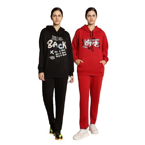 Image of Mack Jonney Printed Hooded Cotton Fleece Track suit for Women (Pack of 2)(Kangaroo Pockets)-MACK51590