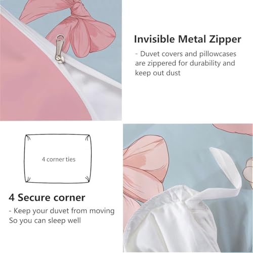 Housse de couette 200x200cm parure de lit réversible microfibre bleu clair - 8