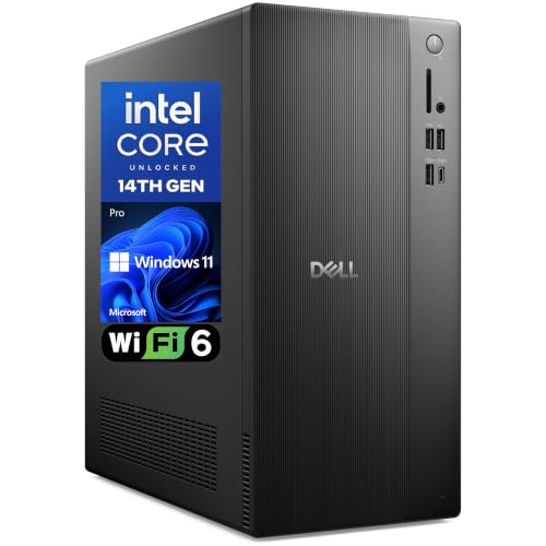 Image of Dell Pro Tower Desktop PC 2026, Intel i3-14100, 16GB DDR5 RAM, 512GB SSD | Dual Monitor Support, WiFi 6, Bluetooth, HDMI, DisplayPort,Type-C, Windows 11 Pro, Carbon Black