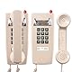 Klassisches Wandtelefon für Festnetz mit mechanischem Klingel, einreihiges 2554 Wandtelefon mit Anzeige, Retro-Wandmontage, wasserdicht, alte Wandhalterung für Küche, Zuhause, Beige