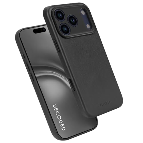 DECODED Coque pour iPhone 17 Pro Max, Cuir ECCO Premium, Compatible avec MagSafe, Magnétique, Protection Caméra, Bouton Camera Control, Anti-Rayures, Noir