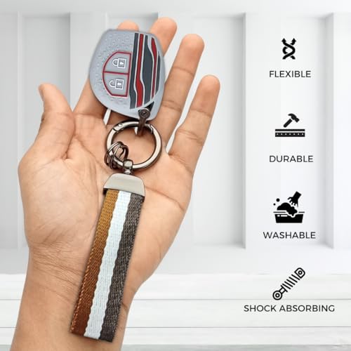 Image of Keycept Tristar Key Cover for Suzuki Swift, Dzire, Ertiga, Baleno, Grand Vitara, Celerio, WagonR, Brezza, Scross, Fronx, Jimny, Ignis (2 Button Remote Key)(Type 7, Grey)