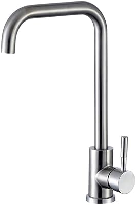 KINSE Miscelatore monocomando da cucina in acciaio inox, orientabile a 360°, rubinetto ad alta pressione per cucina, spazzolato opaco