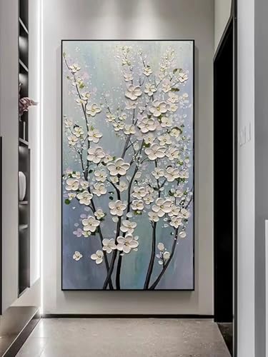 Grand tableau fleur abstraite peinture à l'huile pour mur vide - 3