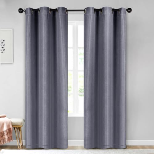 SUPERIOR Jaxon Semi Blackout Curtains - Modern Textured - 42" x 108" - Grommet Header - Sun Blocking & Room Darkening Drapes for Bedroom, Living Room - Set of 2 Panels - Silver