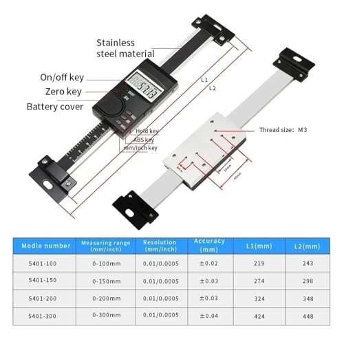 Règle de mesure verticale LCD 150mm en acier inoxydable rigide - 3