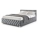 Produktbild Juskys Polsterbett Nizza 180x200 cm Samt mit Stauraum, LED Beleuchtung & Lattenrost - Chesterfield Steppung & Kopfteil - Bett Bettgestell - Grau