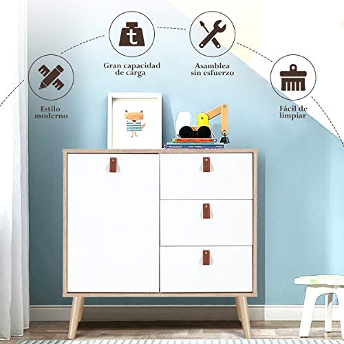 COSTWAY-Aparador-con-Cajones-Armario-Gabinete-Consola-de-Madera-Mueble-Multiuso-para-Salon-Cocina-Entrada-Oficina-Natural