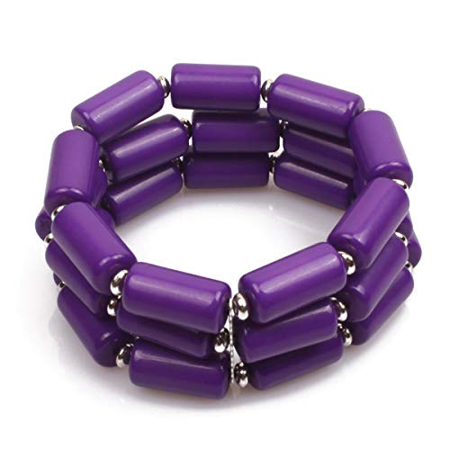 Fodattm Multi Layer Handmade Bead Strand Cluster With Necklace Bracelet And Earrings Set For Women Lady Acrylic Beads Statement Strand Necklaces (Purple) #TOP3