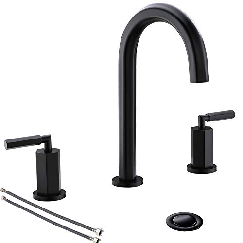 Exclusive Discount 🔥 2-Handle 8-Inch Matte Black Hexagonal Bathroom Faucet ,Widespread Bathroom Faucet for Sink 3 Hole,with Stainless Steel Metal Pop Up Drain by Phiestina,NS-WF001-6-MB Exclusive Discount 🔥 2-Handle 8-Inch Matte Black Hexagonal Bathroom Faucet ,Widespread Bathroom Faucet for Sink 3 Hole,with Stainless Steel Metal Pop Up Drain by Phiestina,NS-WF001-6-MB