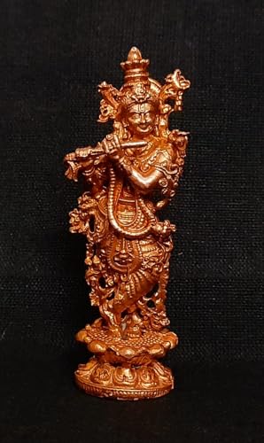 Image of Copper Krishna Idol 2.5 in | Patina Antique Finish | 50g