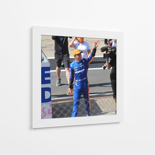 Canvas Lab | FIA F1 Austria 2021 Post Qualifying Lando Norris | 23 x 23 in | Fine Art Framed Print, Frame Color: White